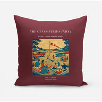 Thumbnail for VINTAGE G4241 - The Grass Strip Sunday - Designed Pillows design on darkred