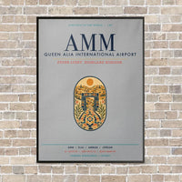 Thumbnail for Queen Alia International Airport AMM vertical canvas print - framed - light gray background