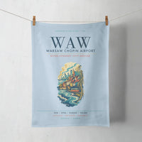 Thumbnail for Warsaw Chopin Airport (WAW) design on light blue towel