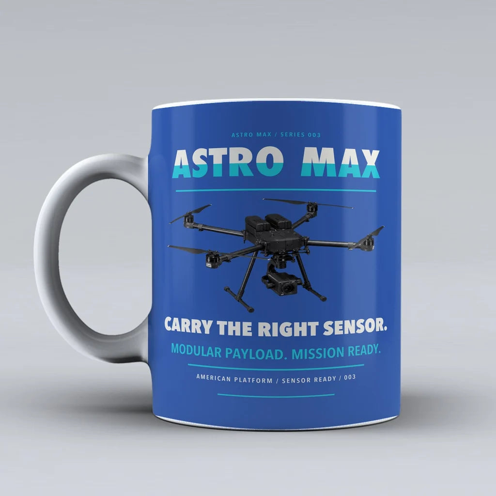 Astro Max Mug design on blue freefly