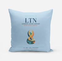 Thumbnail for London Luton Airport (LTN) design on light blue pillow