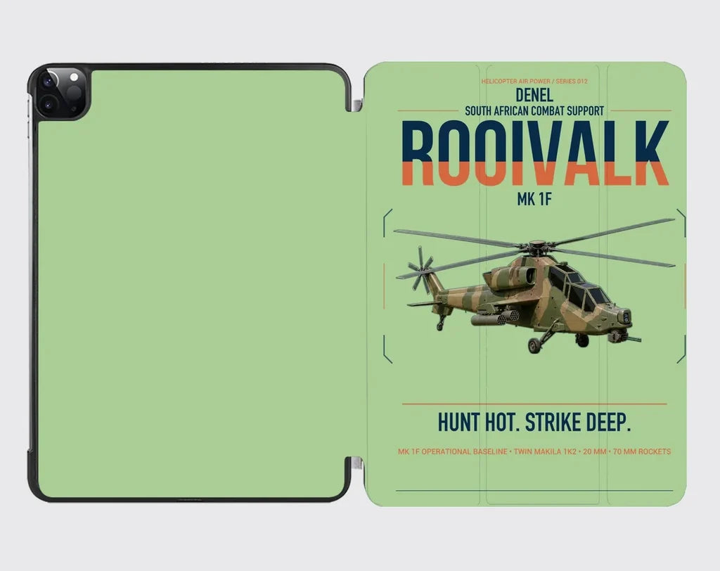 Denel Rooivalk Mk 1F design on light green ipad tablet case