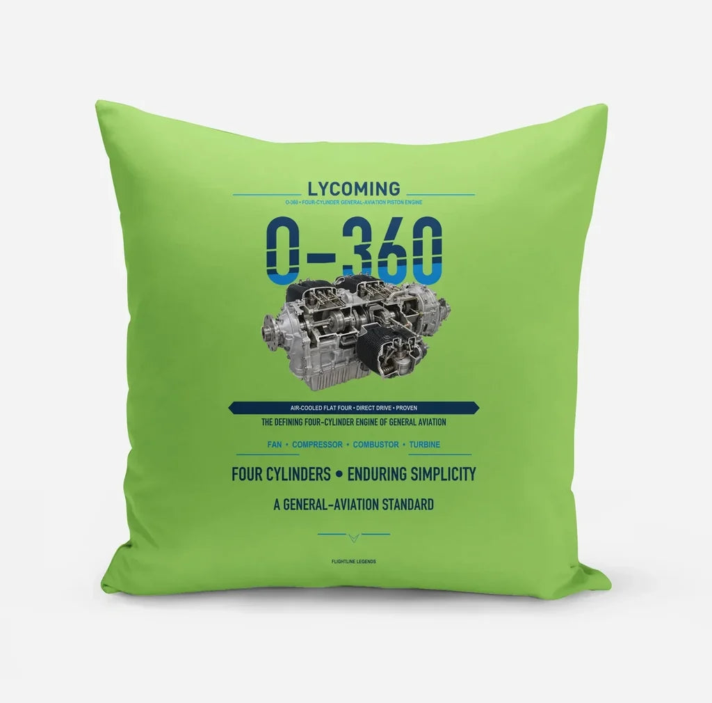 O-360 design on light green pillow