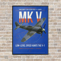 Thumbnail for Hawker Tempest Mk V vertical canvas print - framed - blue background