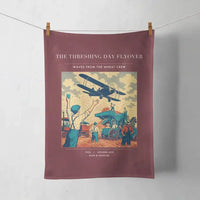 Thumbnail for VINTAGE G4389 - The Threshing Day Flyover - Designed Towels design on darkred
