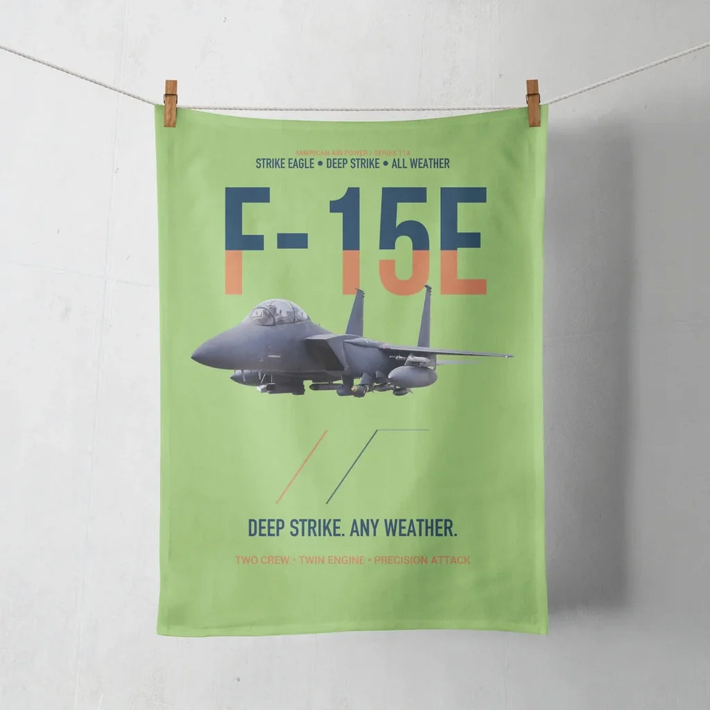 F-15E Strike Eagle Deep Strike Any Weather design on light green towel
