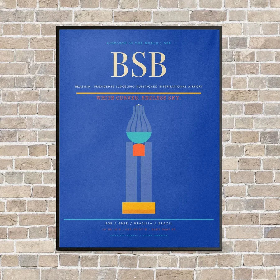 Brasilia - Presidente Juscelino Kubitschek International Airport BSB - Canvas Framed - Blue