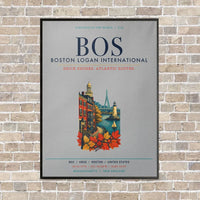 Thumbnail for Boston Logan International Airport BOS vertical canvas print - framed - light gray background