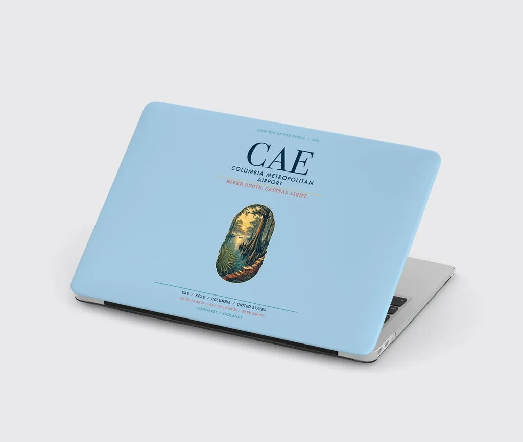 Columbia Metropolitan Airport (CAE) design on light blue MacBook case
