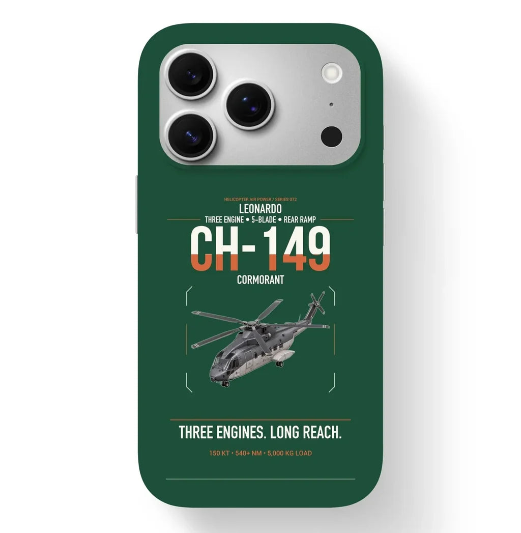 Leonardo CH-149 Cormorant design on dark green magsafe iphone case, for iPhone 17 Pro