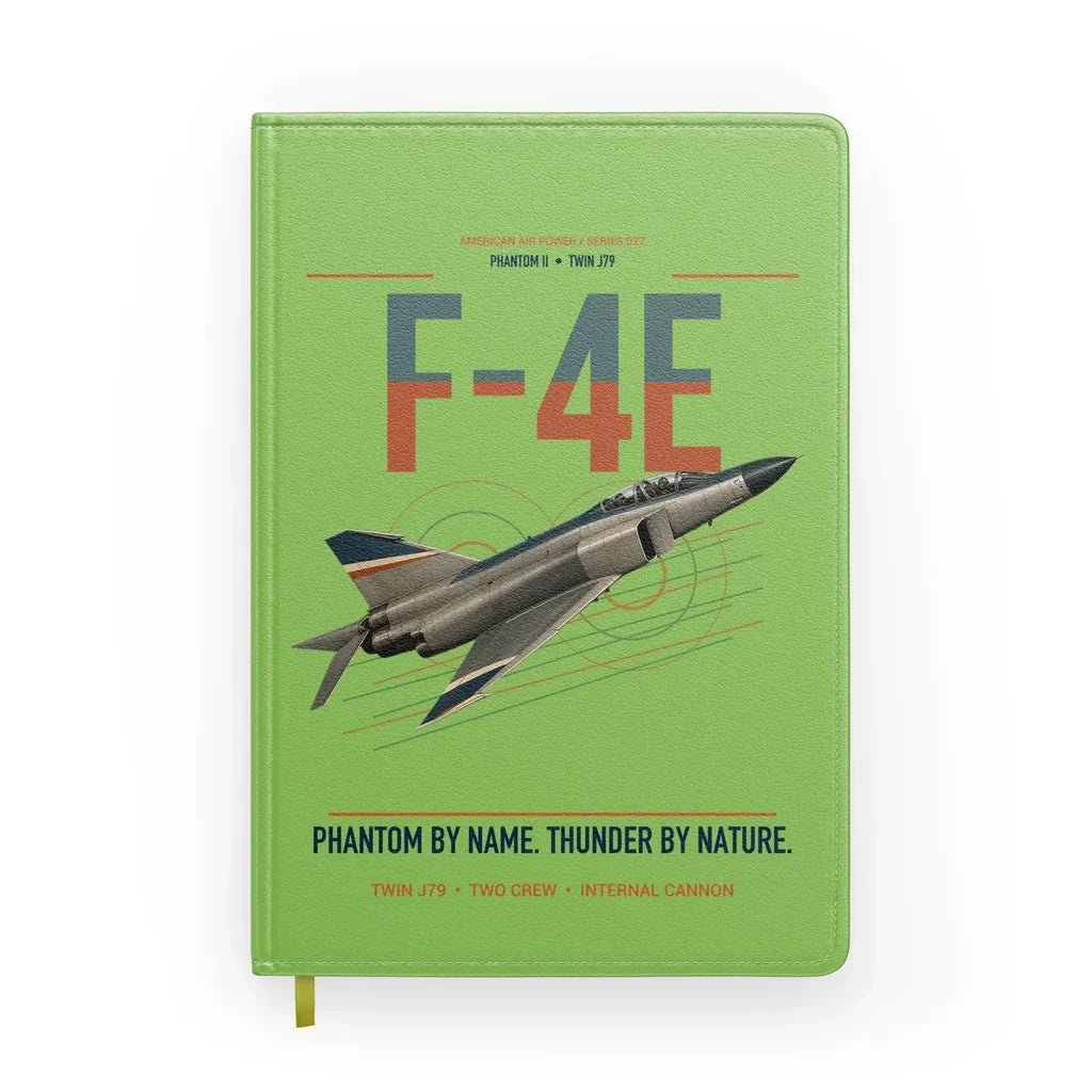 F-4E Phantom II design on light green notebook