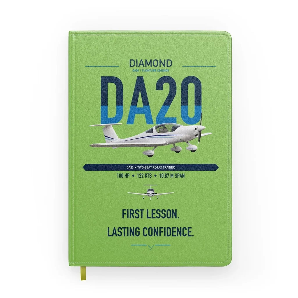 Diamond DA20 design on light green notebook