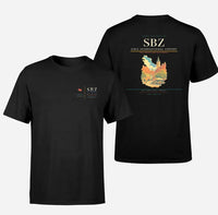 Thumbnail for Sibiu International Airport (SBZ) design printed on black double-side t-shirt
