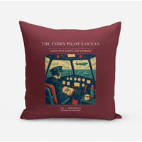 Thumbnail for VINTAGE G4368 - The Ferry Pilot's Ocean - Designed Pillows design on darkred