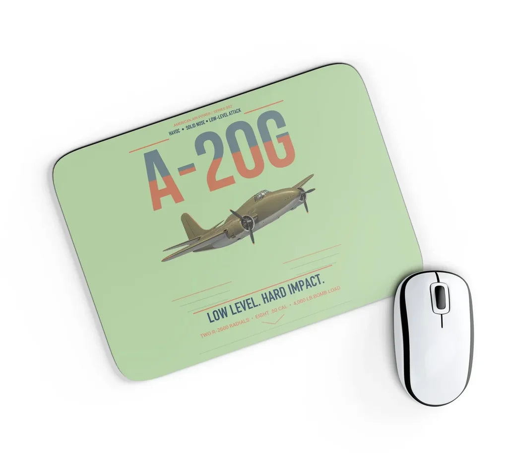 A-20G Havoc design on light green rectangle mouse pad