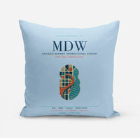 Thumbnail for Chicago Midway International Airport (MDW) design on light blue pillow