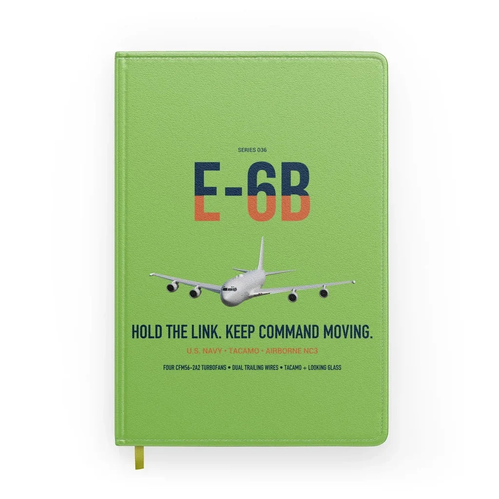 E-6B Mercury design on light green notebook