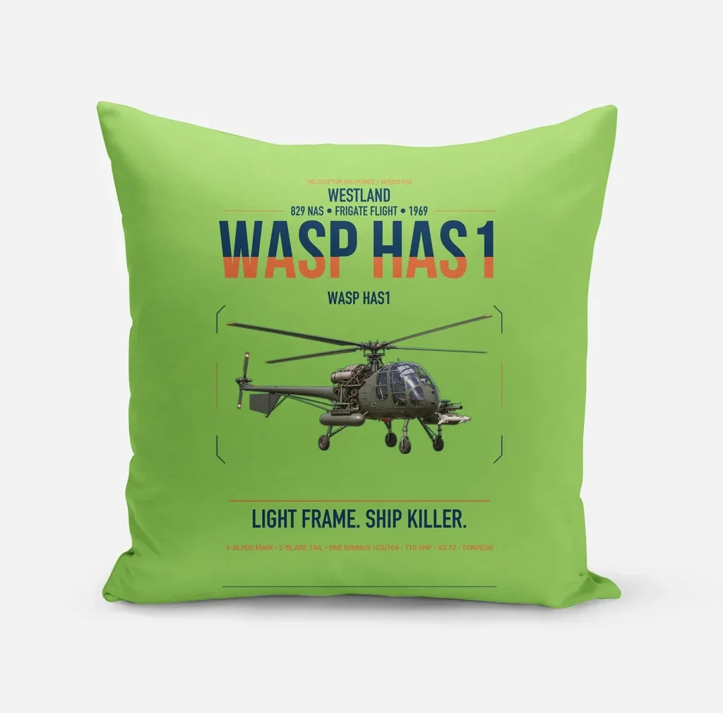 Westland Wasp HAS1 design on light green pillow