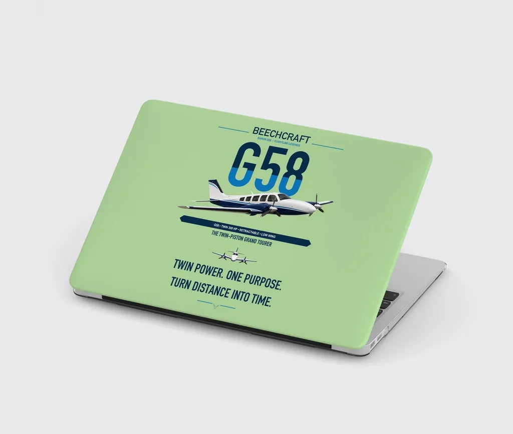 Beechcraft Baron G58 design on light green MacBook case