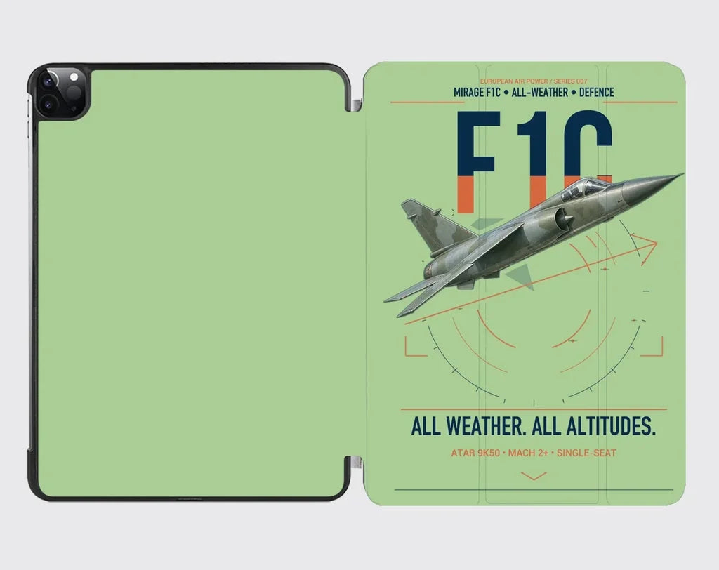 Dassault Mirage F1C design on light green ipad tablet case