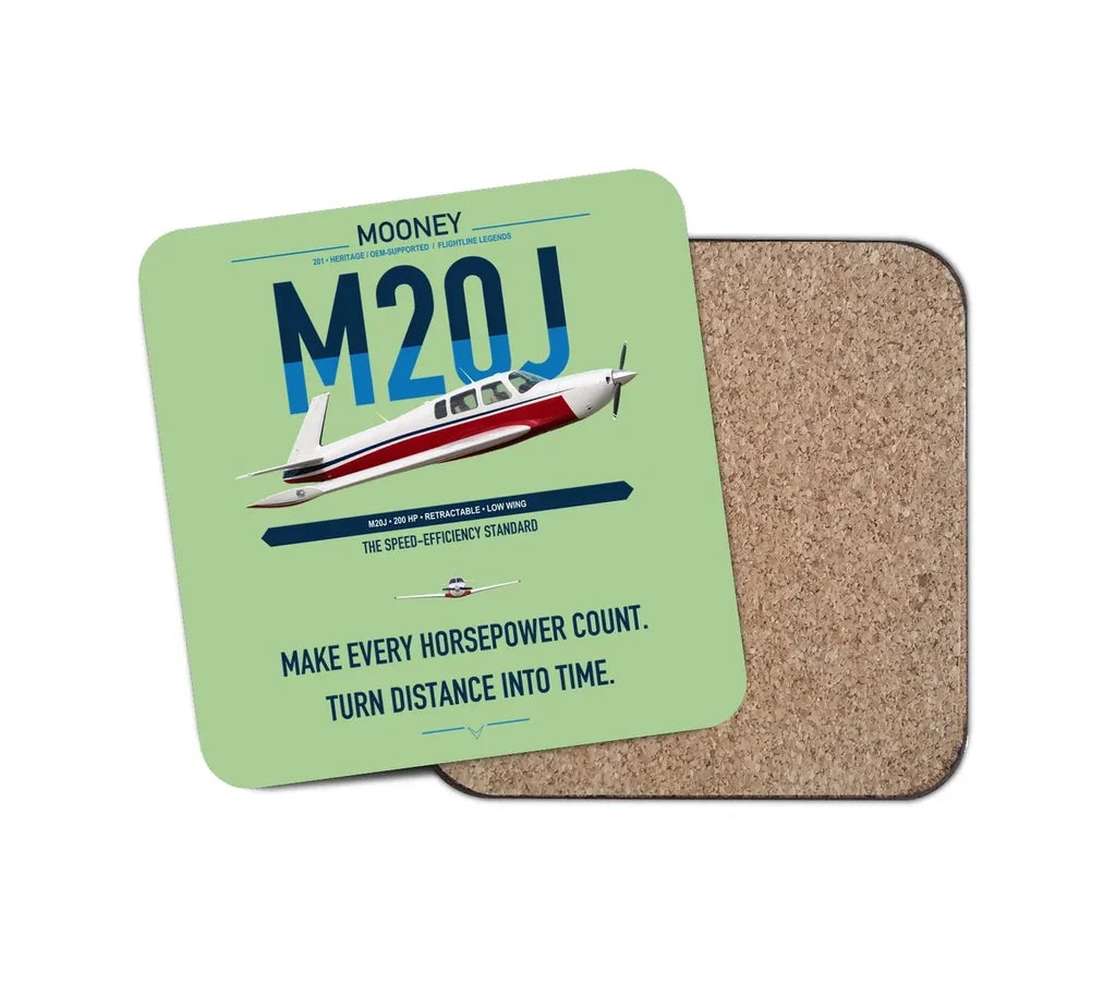 Mooney M20J 201 design on light green 1 piece coaster