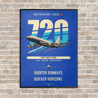 Thumbnail for Boeing 720B vertical canvas print - framed - blue background