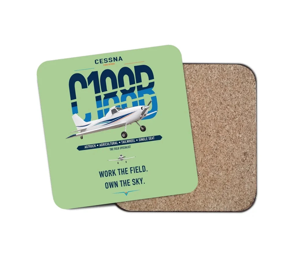 Cessna A188B AgTruck design on light green 1 piece coaster