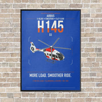 Thumbnail for Airbus H145 D3 vertical canvas print - framed - blue background