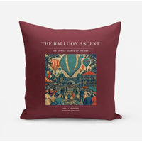 Thumbnail for VINTAGE G4011 - The Balloon Ascent - Designed Pillows design on darkred