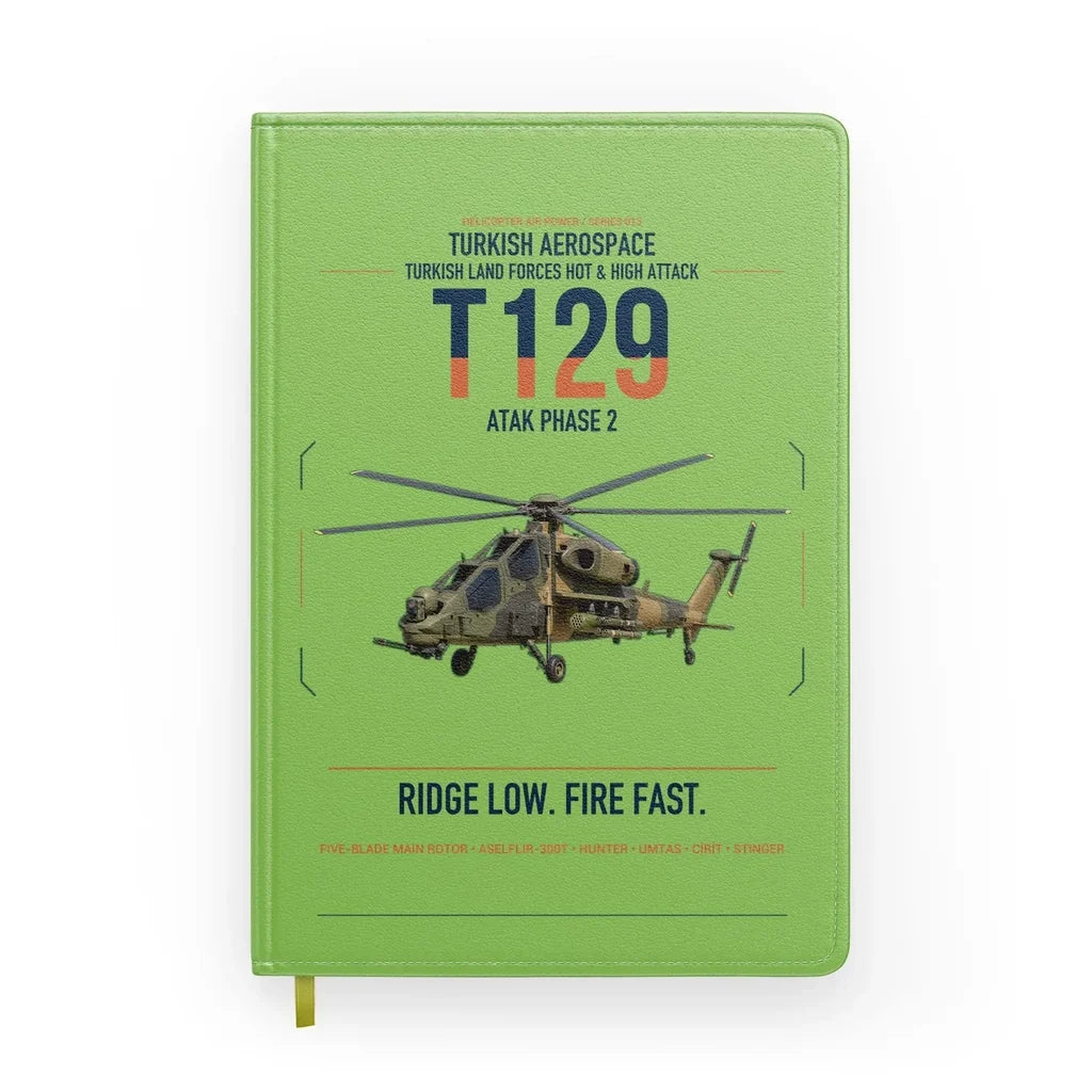 Turkish Aerospace T129 ATAK Phase 2 design on light green notebook