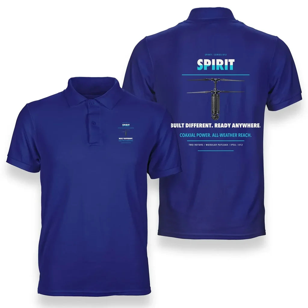 Ascent AeroSystems Spirit design on blue polo