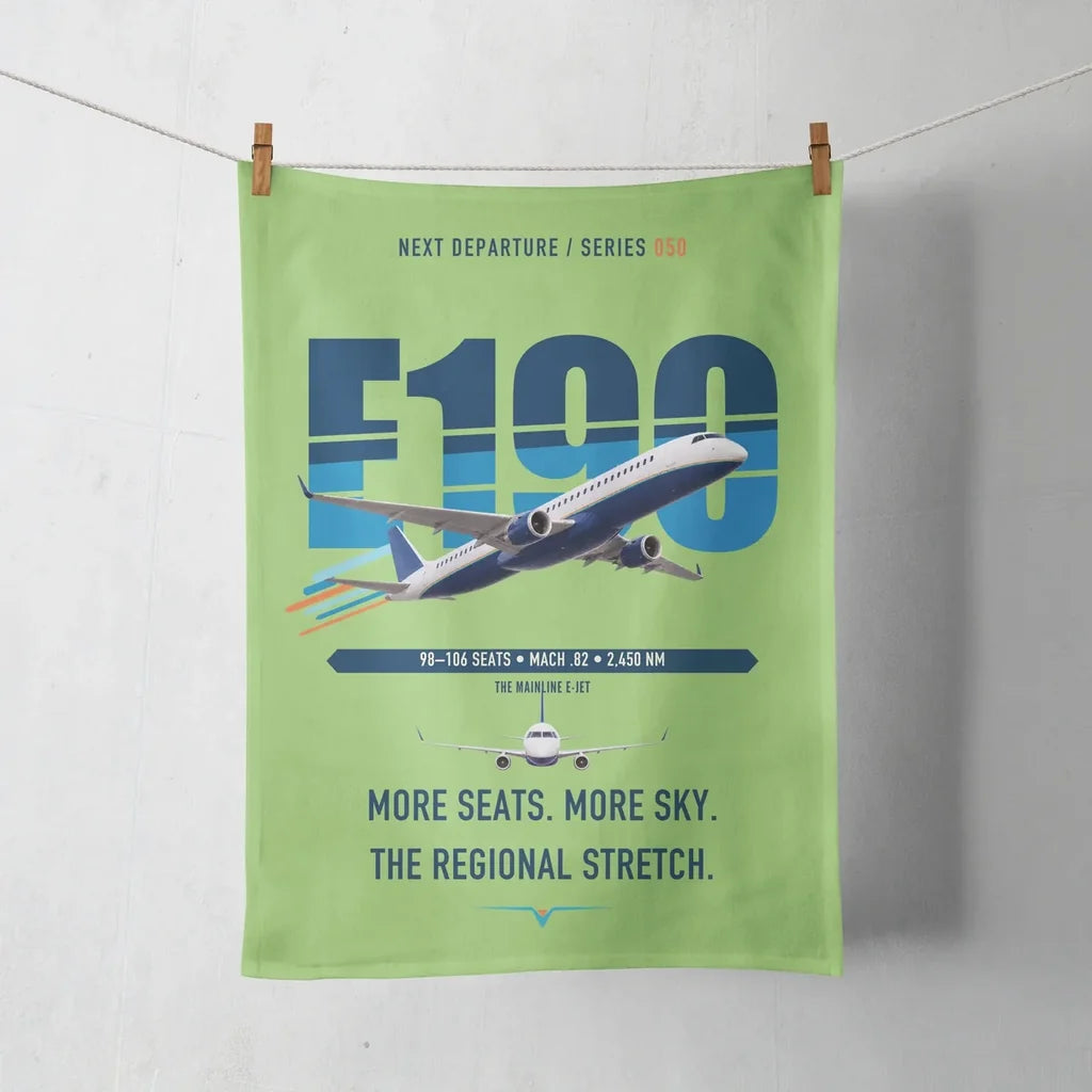 Embraer E190 design on light green towel