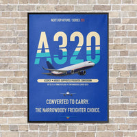 Thumbnail for Airbus A320P2F vertical canvas print - framed - blue background