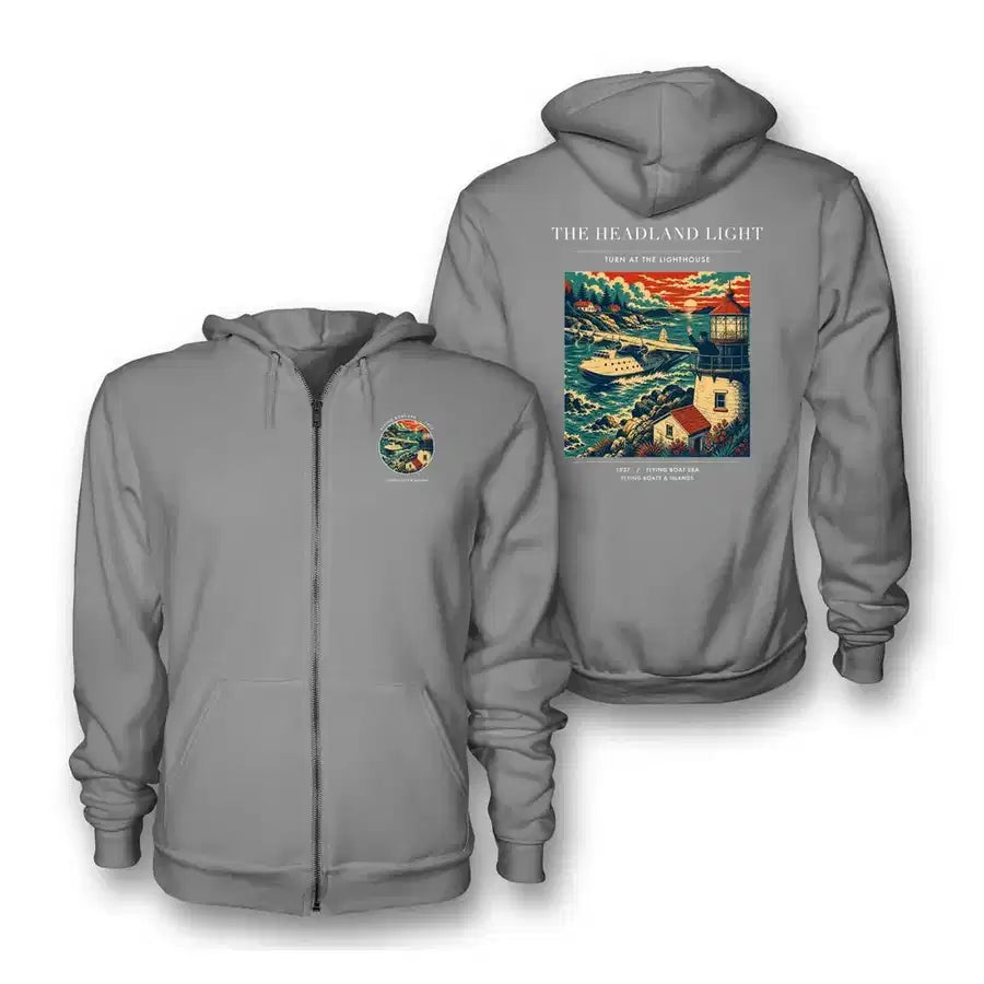 VINTAGE G4078 - The Headland Light - Premium Zipped Hoodie design on gray