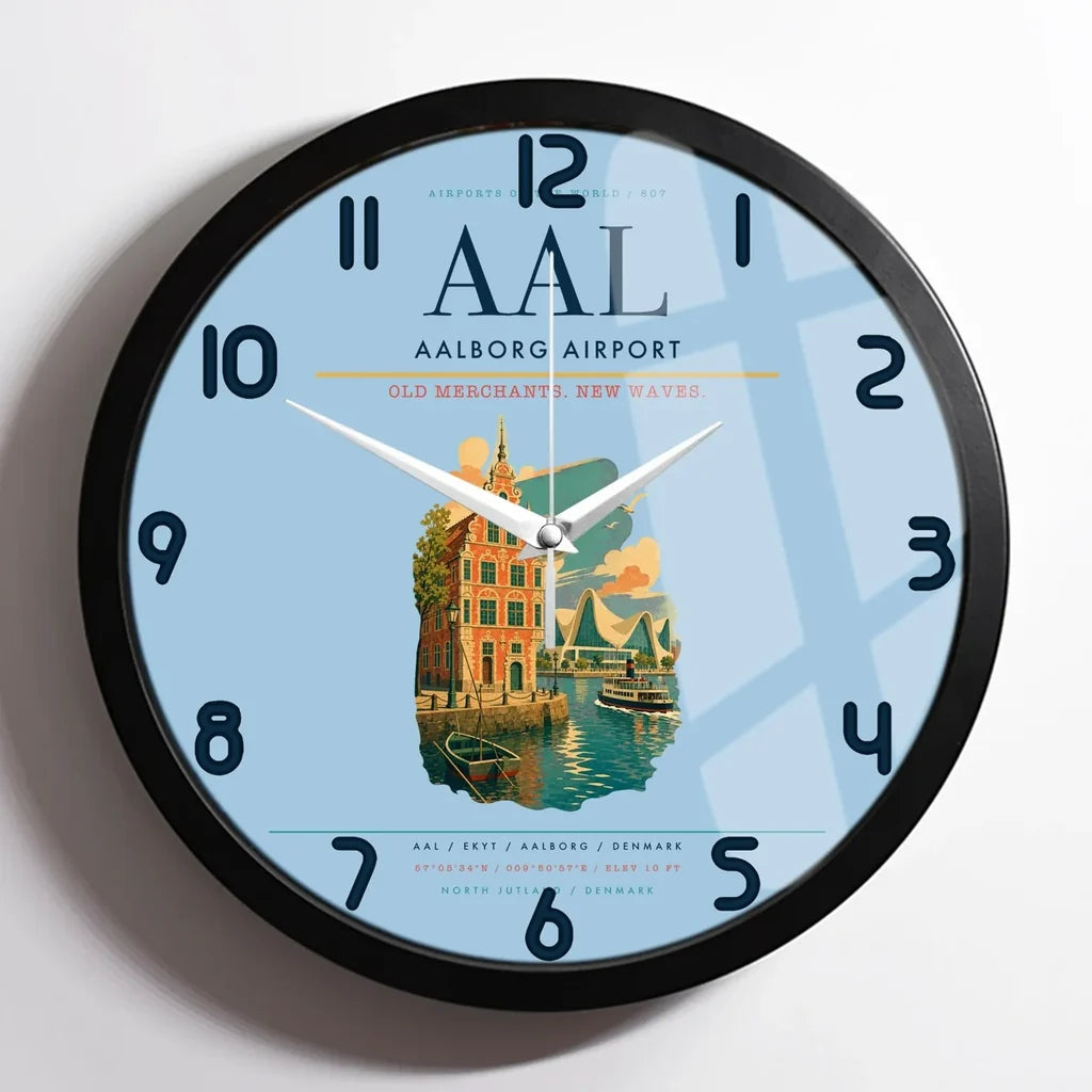 Aalborg Airport AAL Wall-Clock Framed - Light Blue