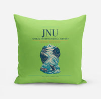 Thumbnail for Juneau International Airport (JNU) design on light green pillow