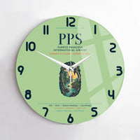 Thumbnail for Puerto Princesa International Airport (PPS) design on light green no frame wall clock
