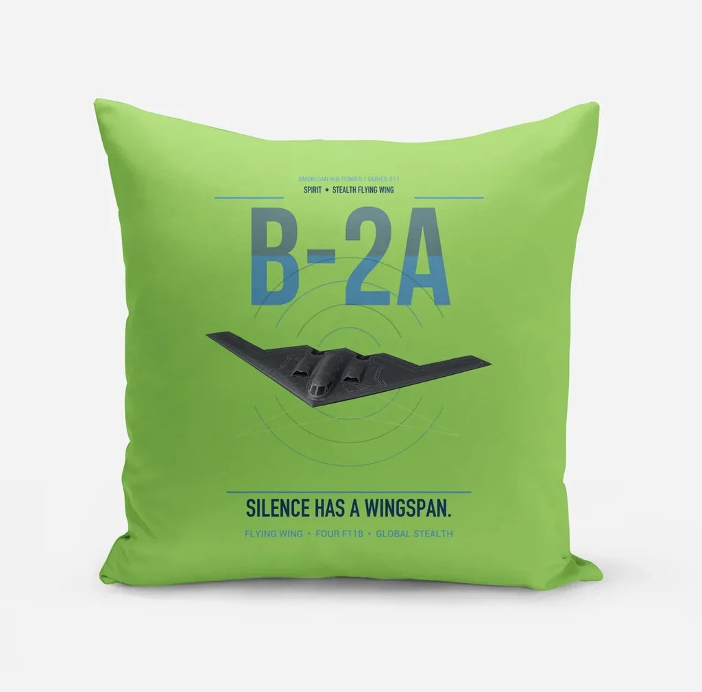 B-2A Spirit design on light green pillow