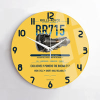 Thumbnail for BR715 design on yellow no frame wall clock
