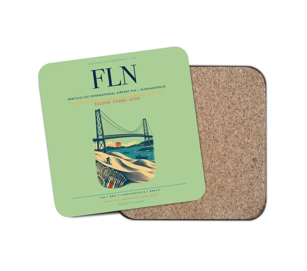 Hercilio Luz International Airport (FLN) design on light green 1 piece coaster