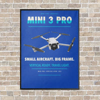 Thumbnail for DJI Mini 3 Pro vertical canvas print - framed - blue background
