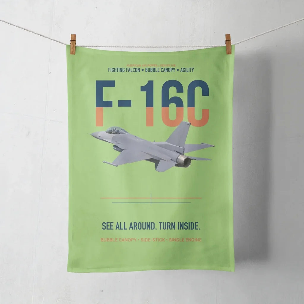 F-16C Fighting Falcon See All Around Turn Inside design on light green towel