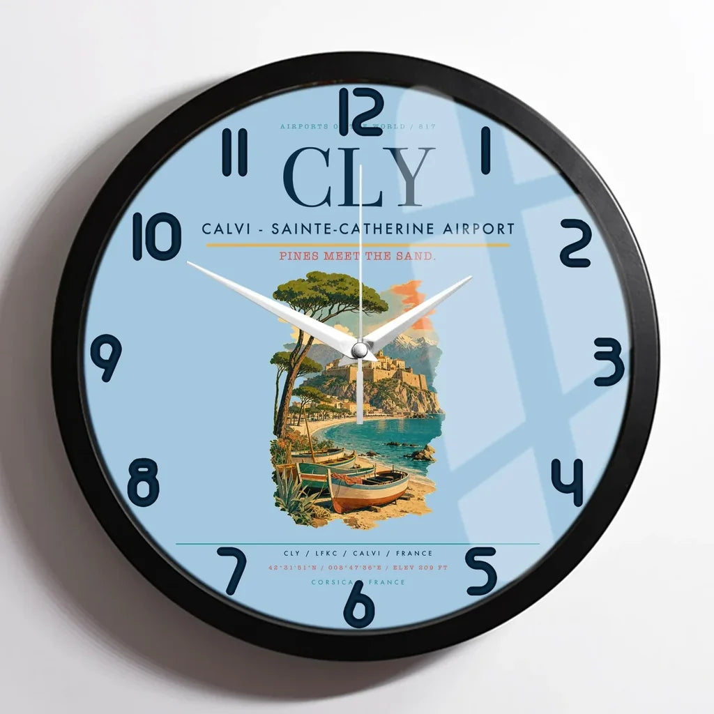 Calvi - Sainte-Catherine Airport CLY Wall-Clock Framed - Light Blue