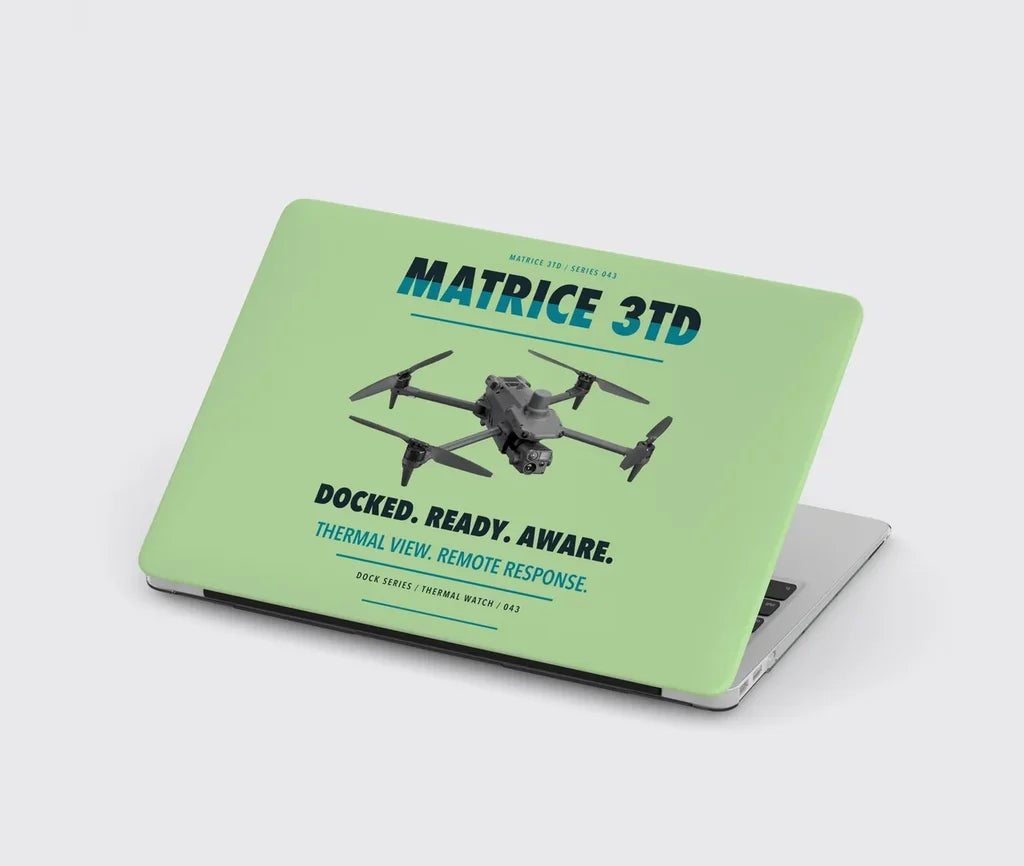 DJI Matrice 3TD design on light green MacBook case