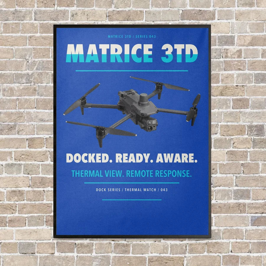 DJI Matrice 3TD vertical canvas print - framed - blue background