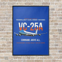 Thumbnail for VC-25A Air Force One Presidential Airlift vertical canvas print - framed - blue background