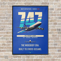 Thumbnail for Boeing 747-200B vertical canvas print - framed - blue background