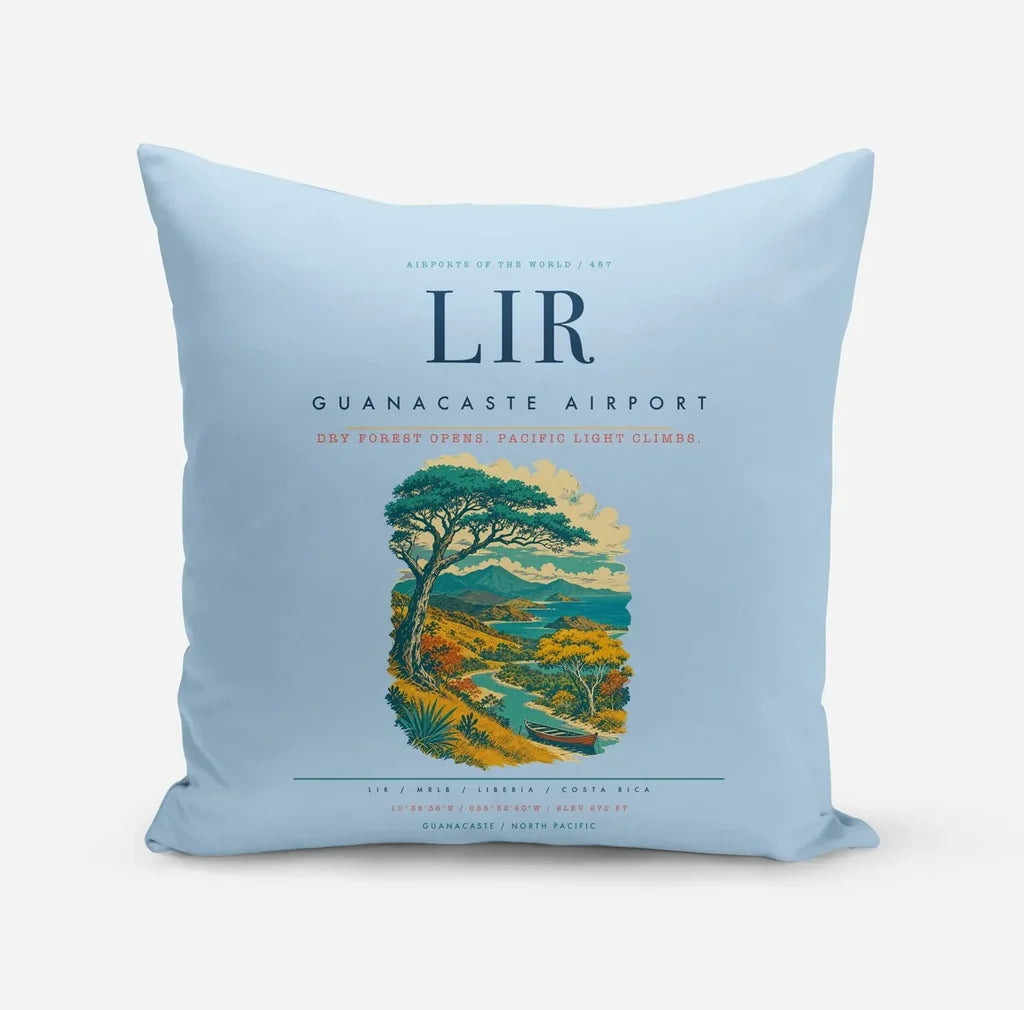 Guanacaste Airport (LIR) design on light blue pillow