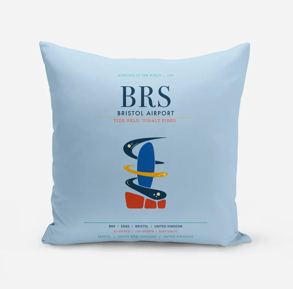 Bristol Airport (BRS) design on light blue pillow