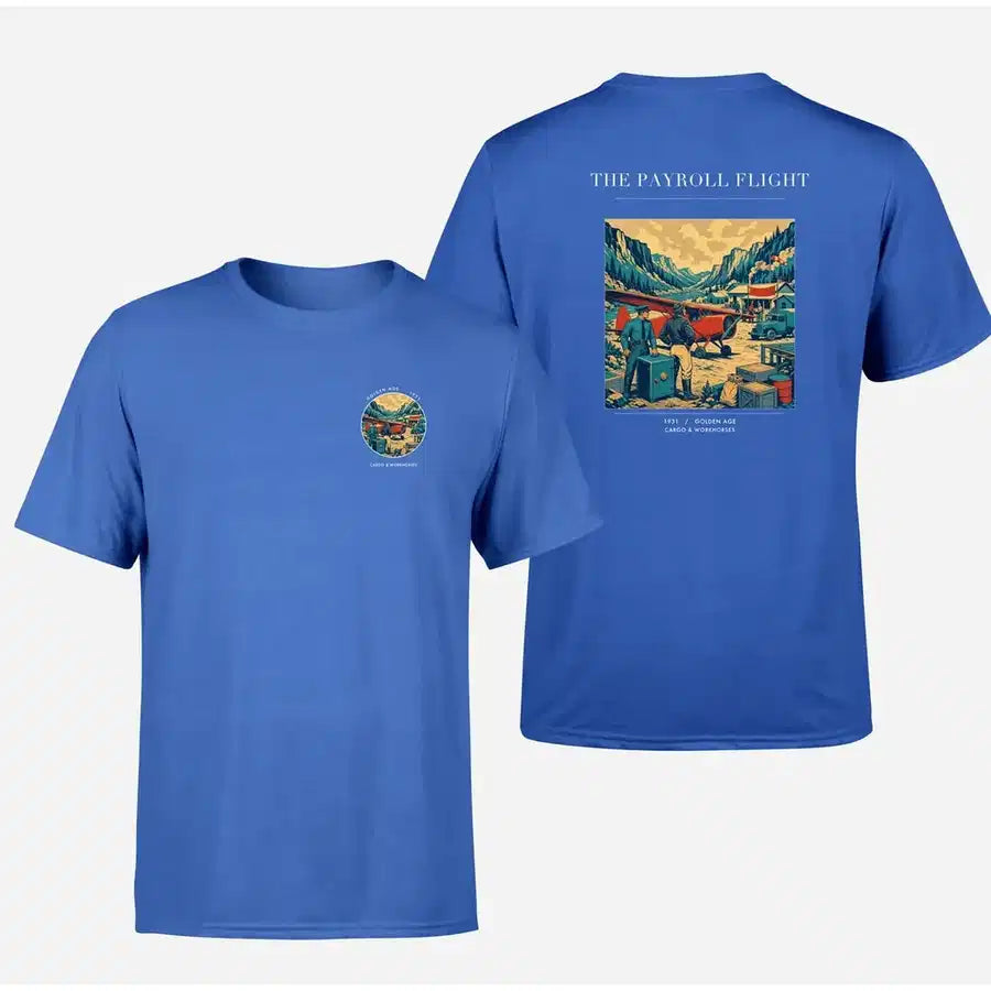 VINTAGE G4413 - The Payroll Flight - Double-Side T-Shirt design on blue double side t shirt